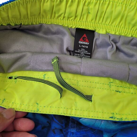 Gerry Youth Boy's 2-pack UPF 50+ Swim Trunks, Blue/Green/Gray Size Large (14/16) - Picture 6 of 16